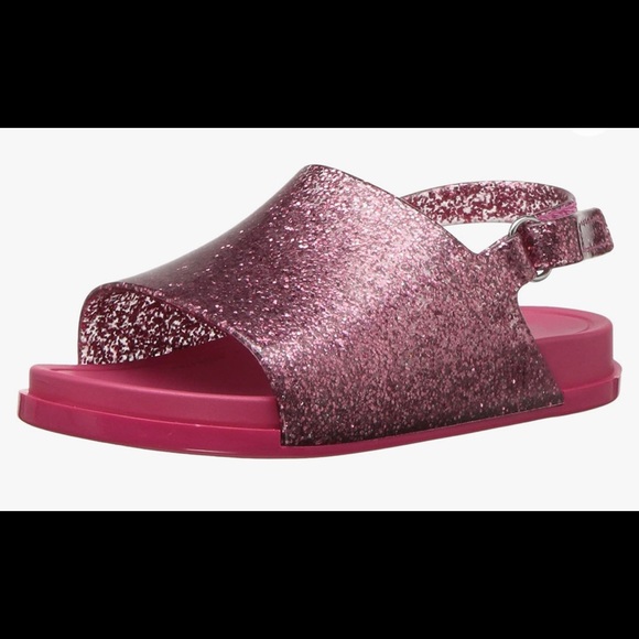 MINI MELISSA Pink Glitter Beach Slide Sandal-Size 7 (toddler) - Picture 1 of 7